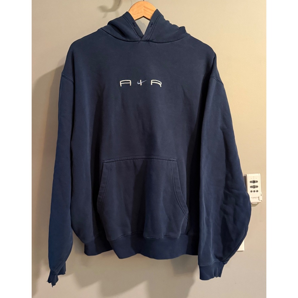 Nike Hoodie Mens XL Navy Blue Vintage Team Air Center Swoosh Pullover Streetwear